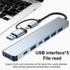 Концентратор USB C, 7 портов, мульти-USB-разветвитель, док-станция типа C, адаптер USB 3.0 2.0 PD для Xiaomi MacBook Pro, поддержка Plug and Play, U-диск, клавиатура, мышь