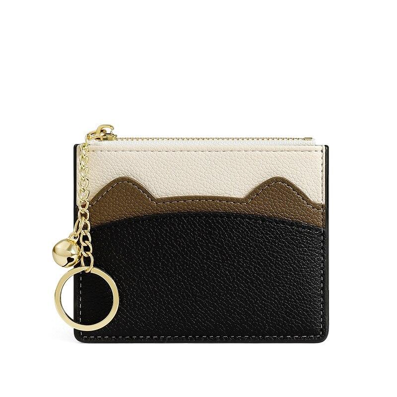 Женский мини-держатель для удостоверений личности с милым котом, деловой держатель для кредитных карт, тонкий чехол для банковских карт из искусственной кожи, органайзер, кошелек