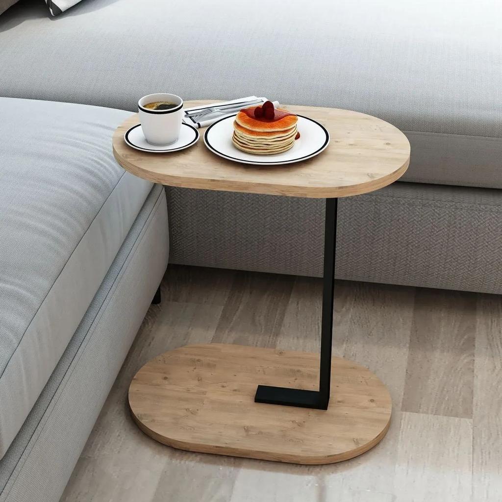Деревянный журнальный столик с боковой стороной C, диван-стол, железная ножка, сервировочный стол для чая и кофе
