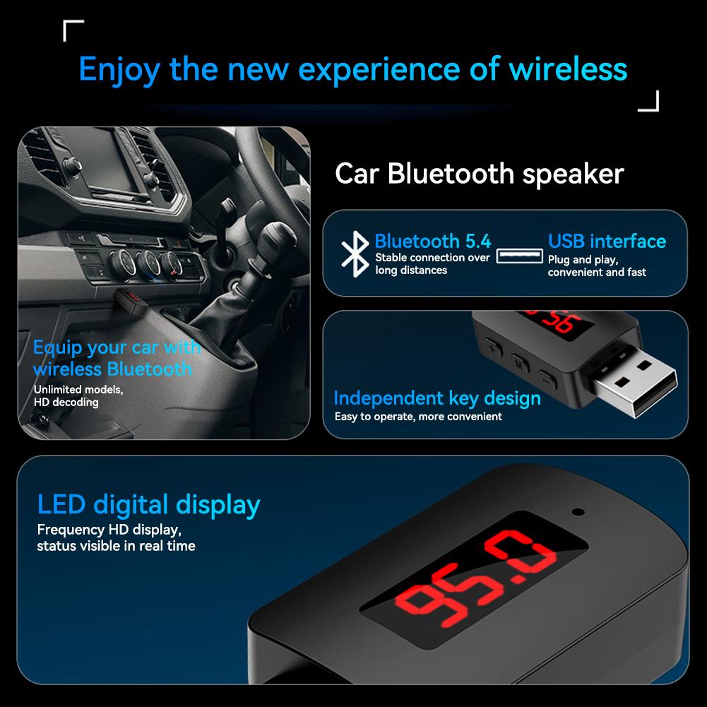 Автомобильный беспроводной адаптер Bluetooth 5.4 передатчик приемник аудио AUX адаптер для автомобильной аудиосистемы музыка AUX гарнитура Handsfree