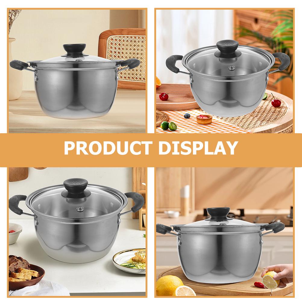 Кастрюля из нержавеющей стали с двойной ручкой, кастрюля для супа, сковородки, кухонные принадлежности, кастрюля, маленькая кастрюля для молока, серебристый цвет, нержавеющая сталь