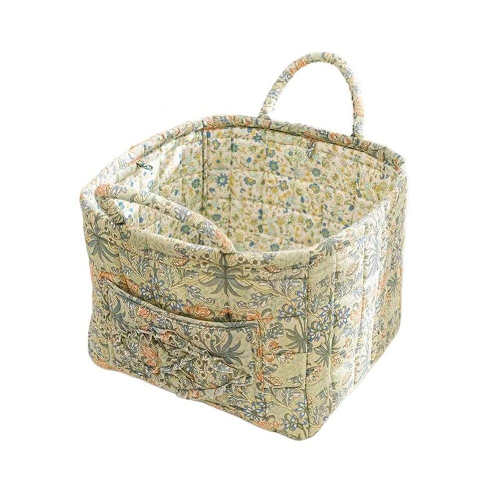 Elegant Pastoral Style Fabric Storage Basket Stackable Foldable Sundries Storage Organizer Washable Picnic Basket for Home