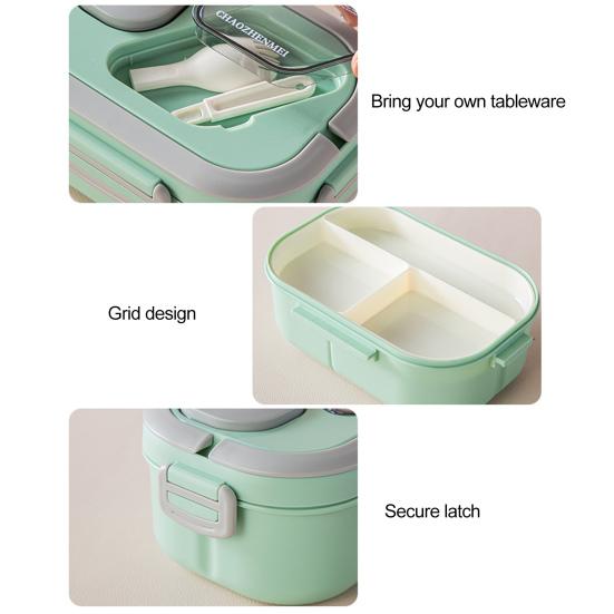 Коробка для обеда Двухслойная коробка для бенто Легко носить с собой Герметичный контейнер для обеда с коробкой для соуса для офисной школы