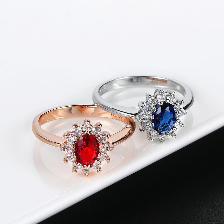 Lady Princess Diana Rings for Women Bridal Blue Crystal Wedding Engagement Promise Marriage Ring for Female Fashion Jewelry 076