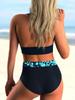 New Summer Women's Holiday Resort Style Swimwear Fashion Design Bamboo Leaf Printed Swimsuit Two Piece Set S-5XL