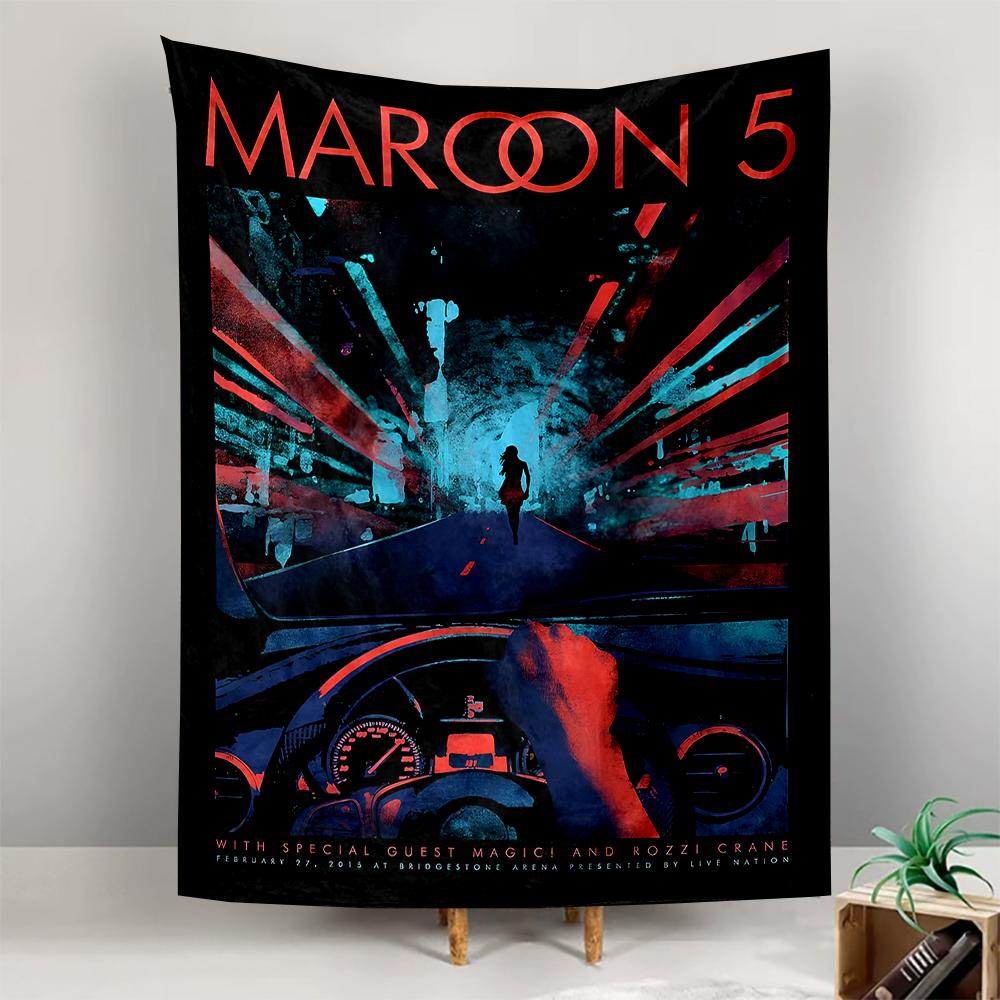 Tapestry Maroon 5 Pop Band Concert Poster Retro Neon Wall Hanging Decor for Music Fans Bedroom Dorm