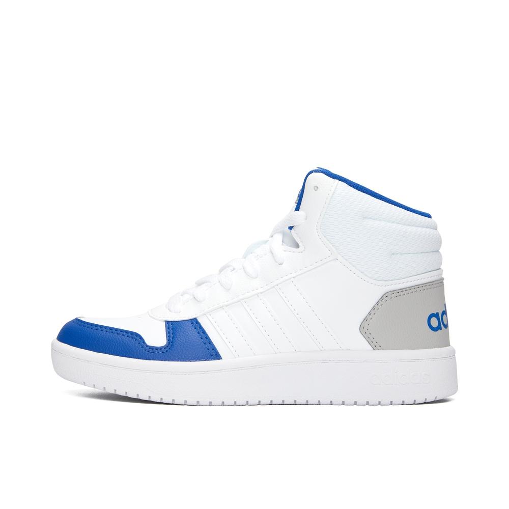 adidas Neo Hoops 2.0 K Повседневные Нескользящие Прочные Полувысокие Кеды для Скейтбординга Детские Кроссовки Белые Синие GZ7770