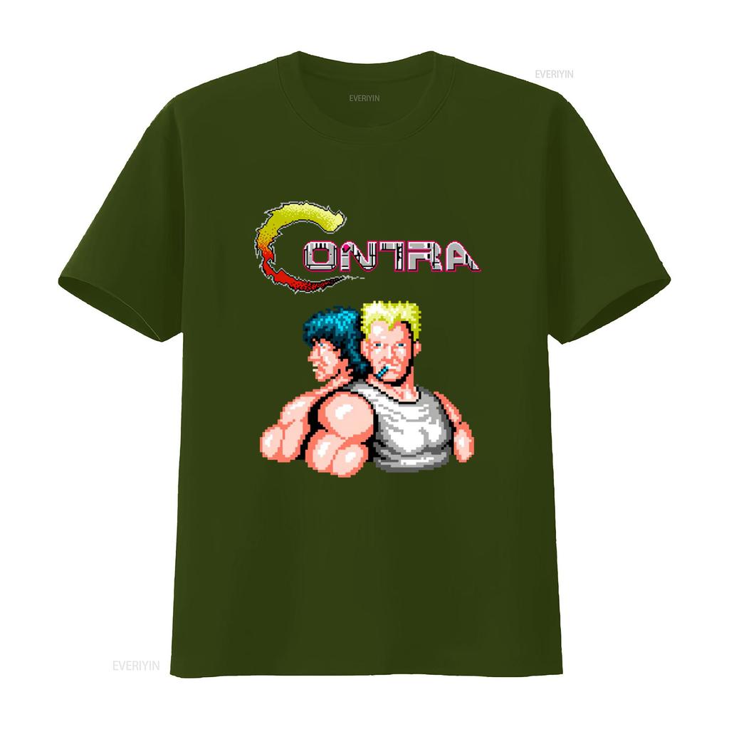 Футболка с изображением экрана игры Contra для NES Famicom 8-битный ретро-дизайн 100% хлопок Доступна в размерах S-5XL винтажная стираная модная графическая