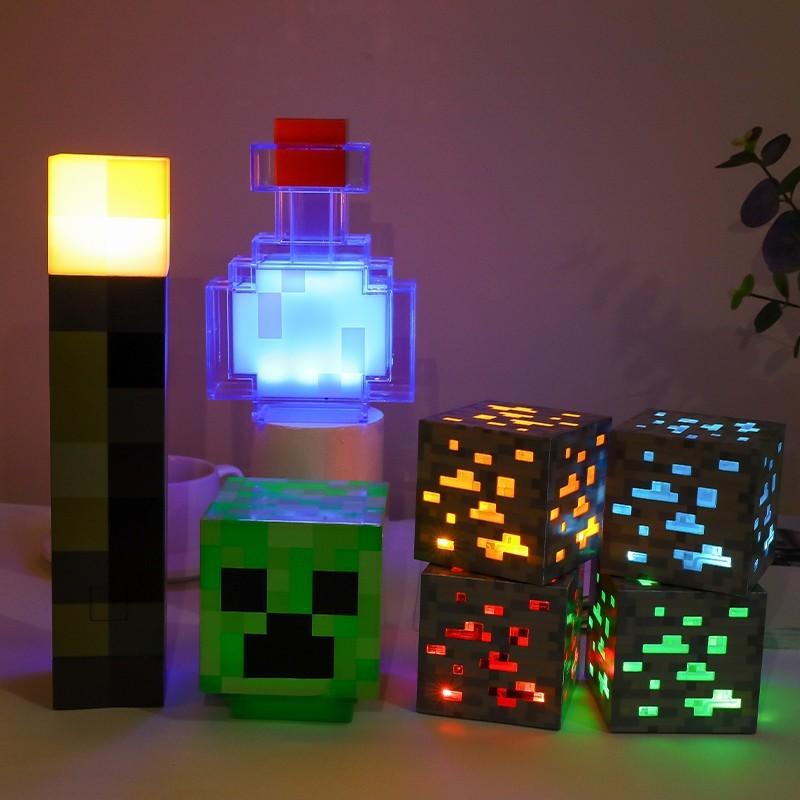 Minecraft Night Light Bottle Bee Salamander Creeper Building Block Lamp Gift