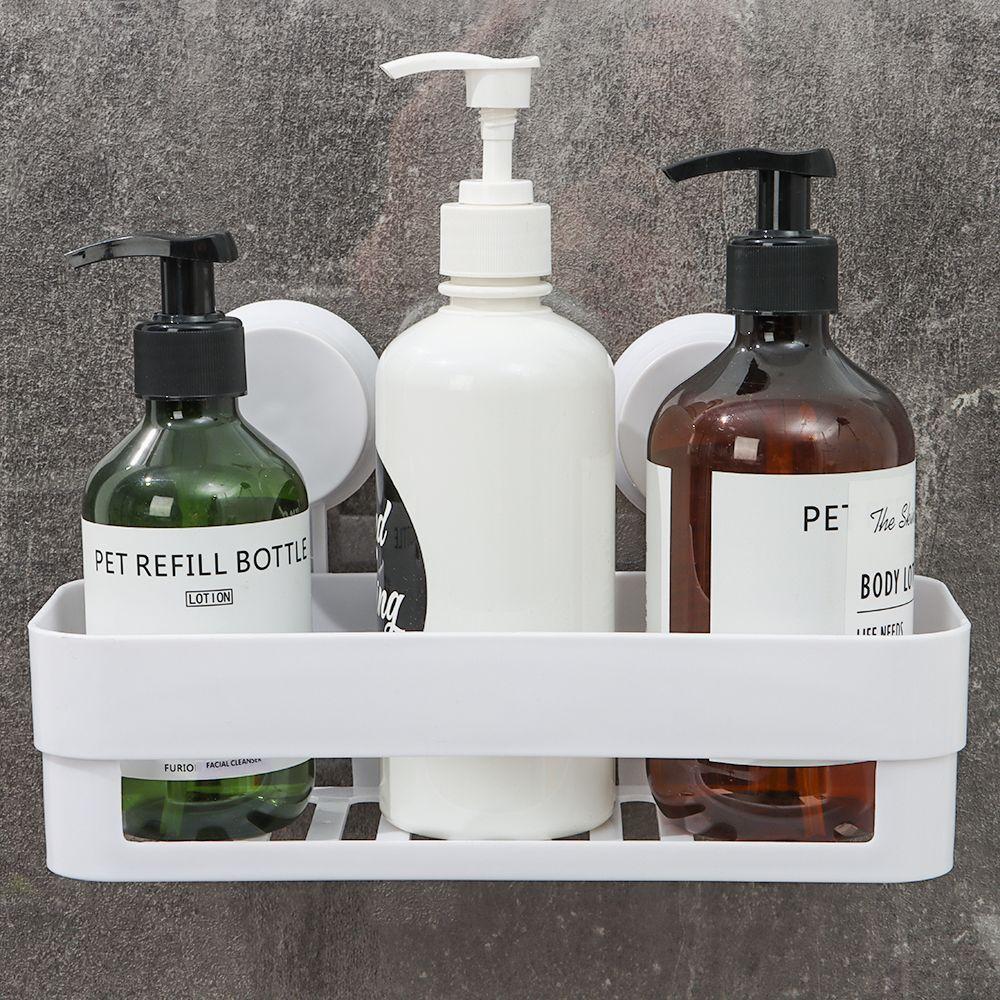 Suction Cup Shampoo Organizer Plastic Corner Storage Rack Shower Rack Storage Wall Basket Bathroom Supplies