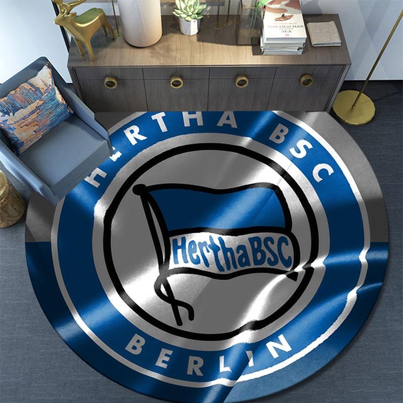 Круглый ковер с принтом Hertha BSC Berlin, Нескользящий моющийся круглый ковер для гостиной, спальни, игровой комнаты, Декор для спортивных болельщиков, Праздничный подарок на день рождения