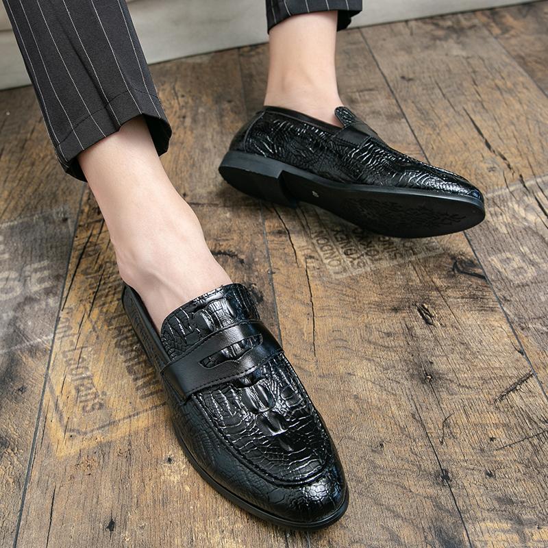 FashionMens Crocodile Pattern Leather Loafers Slip On Wedding Party Men Shoes Luxury  Noble Elegant Dress Shoes for Men Moccasins