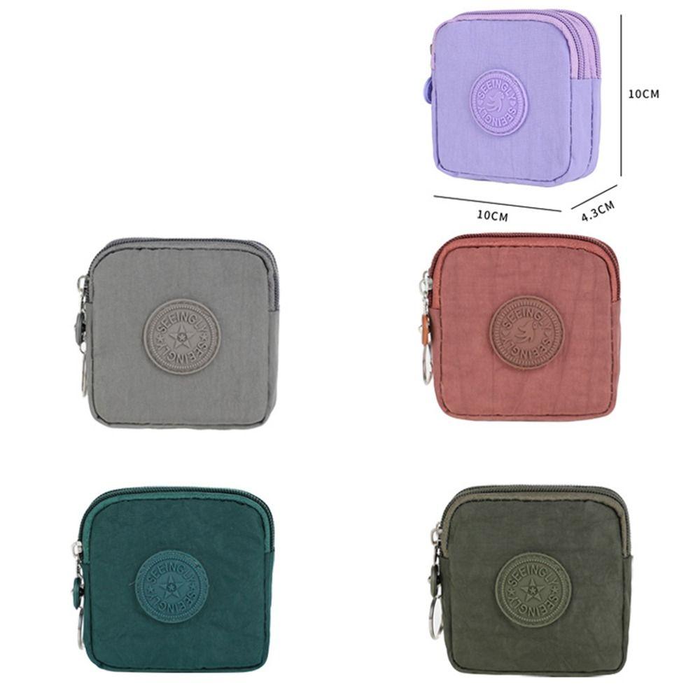 Letter Double-layer Wallet Nylon Simple Storage Bag Portable Short Zipper Coin Purse  Outdoor