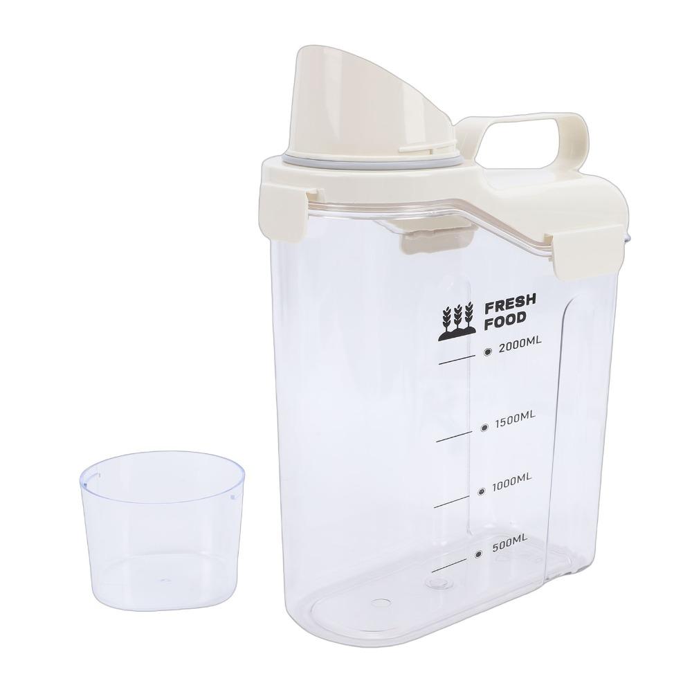 Beige Rice Storage Container 2300ml Food Storage Canister Convenient Pet Food Container For Travel