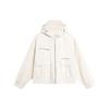 Li Ning CF Surrealism Solid Color Warm Loose Sports Jacket Women Jacket Off-White AFDU710-2