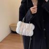 Модные плюшевые сумки с верхней ручкой, женские сумки через плечо, однотонные универсальные сумки с цепочкой, мягкие простые сумки через плечо