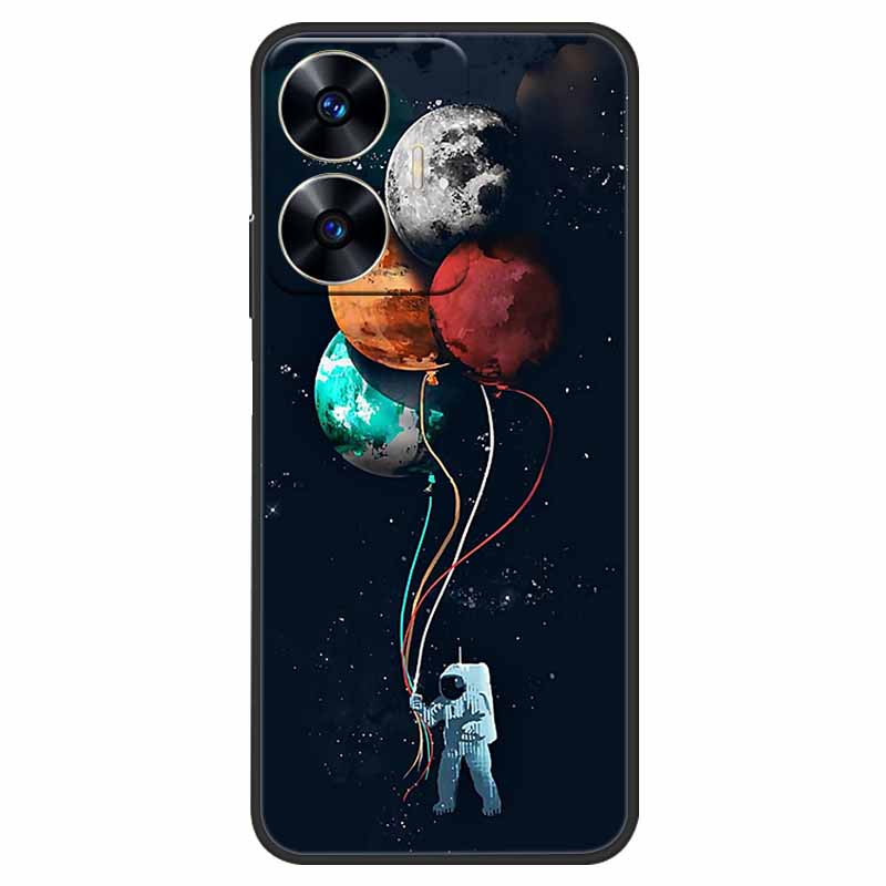 Чехол для телефона Realme C55 Черный Силиконовый Fundas Для Realme C55 RMX3710 ТПУ Мягкая Задняя Панель Coque Звезда Нарисована на RealmeC55 C 55
