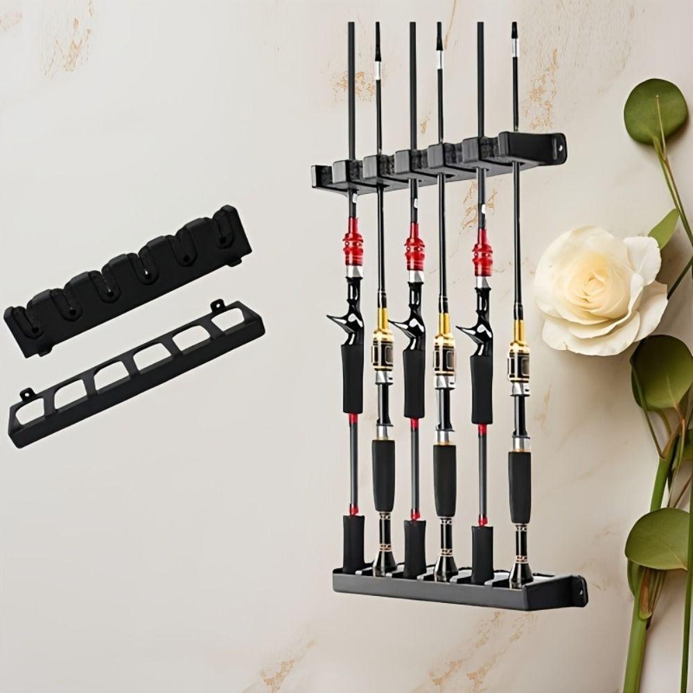 Wall Mount Fishing Rod Display Stand 6 Hole Fishing Pole Storage Rack Fishing Rod Holders Men