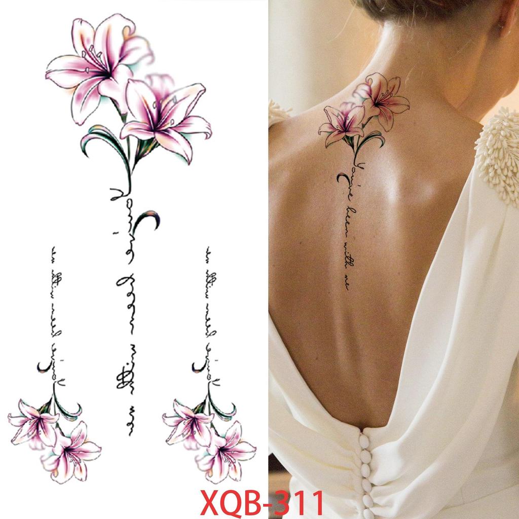 NEW 1 PC 210*114MM Cherry Blossom Fake Temporary Tattoo For Women Girl Watercolor Rose Flower Tattoos Flora Branch Chest Back Tatoo Paper Stickers