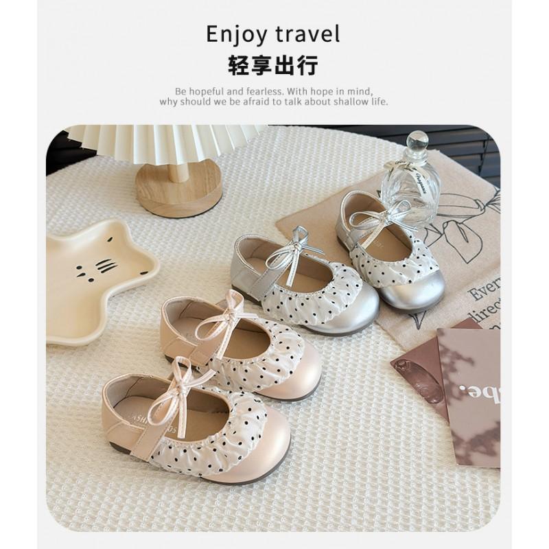 Youth style shoes Girls Soft Sole Princess Shoes Toddlers Non-Slip Ballet Flats With Bow In Beige