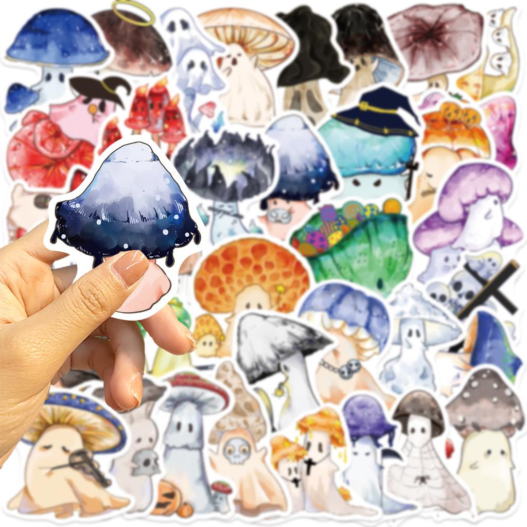 50 Cartoon Halloween Mushroom Ghost Doodle Stickers Decorate Suitcase Laptop Diy Waterproof