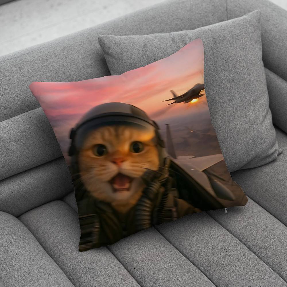 Cute Funny Rainbow Alien Cat Pillow Case Pillowcase Home Sofa Cushions Car Cushions Pillowcover Office Pillowshell Pillow
