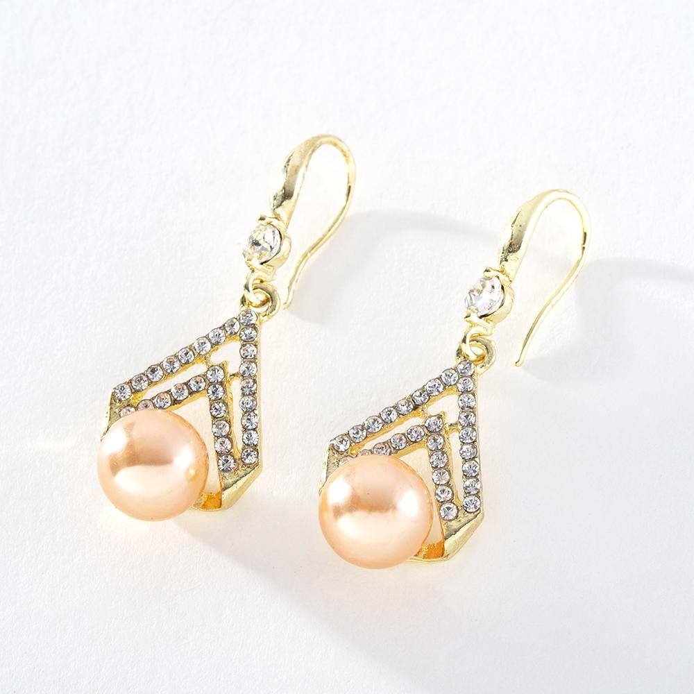 Pinkdudu Fashion Champagne Imitated Pearl Geometric Drop Earrings Romantic Luxury Inlaid Zircon Earring for Women Jewelry PD1350