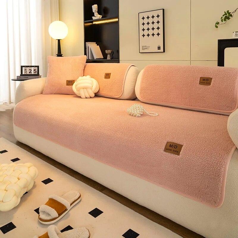 Плюшевая мягкая бархатная подушка для дивана из овечьей шерсти, утолщенная теплая подушка, нескользящая универсальная крышка для дивана для гостиной, подлокотник, спинка, полотенце