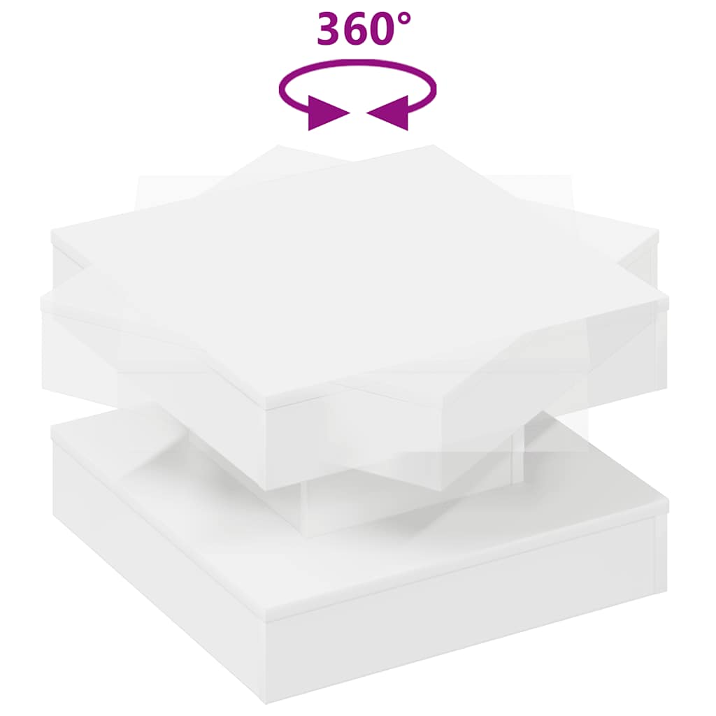 Rotating Coffee Table 360 degrees Swivel White 50 x 50 x 34.5 cm