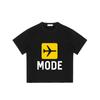 Crewneck T Shirt Black Airplane Icon and Mode Text Travel Fashion Casual Wear