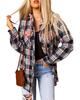 Azura Exchange Contrast Hooded Drawstring Plaid Shacket