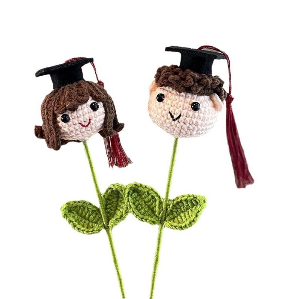 New Handmade Doctoral Hat Woven 34cm Crocheted DIY knitted Graduation Season