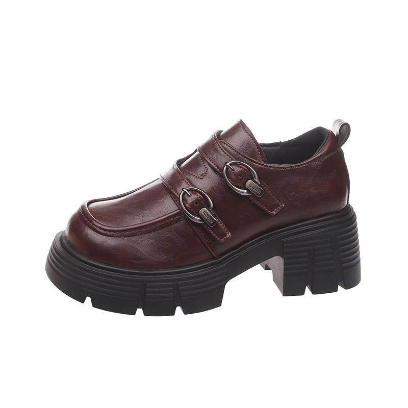 2025 Новые туфли Мэри Джейн на толстой подошве из кожи, женские, осенний дизайн, панк-обувь, модные универсальные лоферы, повседневная обувь