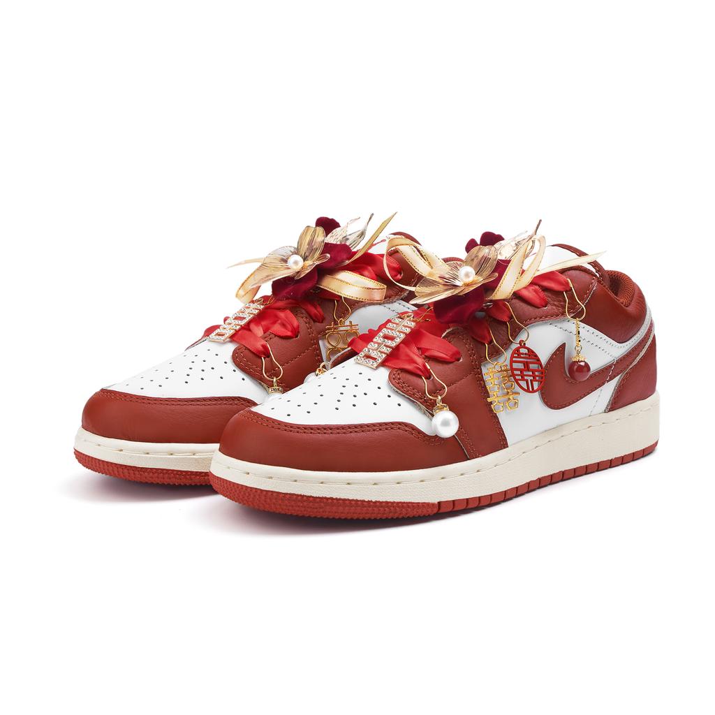 Jordan Air Jordan 1 Низкие Винтажные Баскетбольные Кроссовки с Устойчивой к Скольжению и Износу Подошвой Женские Красные FJ3465-160(Team746-SBOX)