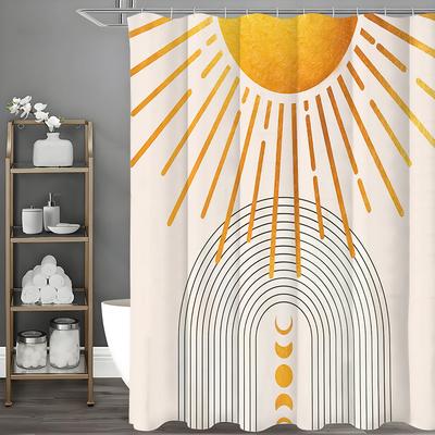 Занавеска для душа Sun Arch Moon Phase, Декоративная занавеска для душа для ванной комнаты, Водонепроницаемая занавеска для душа с крючками