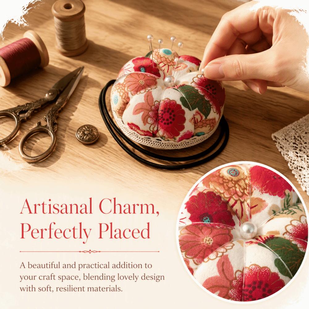 Red Wrist Strap Pin Cushion Diameter 6cm Elastic Strap Pincushion Pumpkin Pin Bag For Handcraft