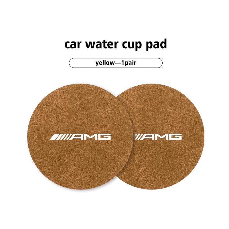 BTY4 2pcs Car Coaster Water Cup Bottle Holder Mat Anti-Slip Pad For Mercedes Benz AMG C180 C300 W124 W176 W177 C200 C260 GLC CLE CLA