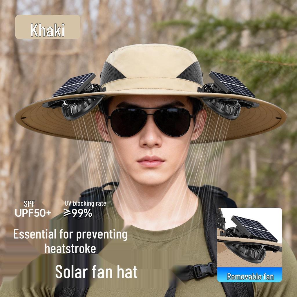 Solar-Powered UV Protection Fishing & Hiking Hat with Dual Fans