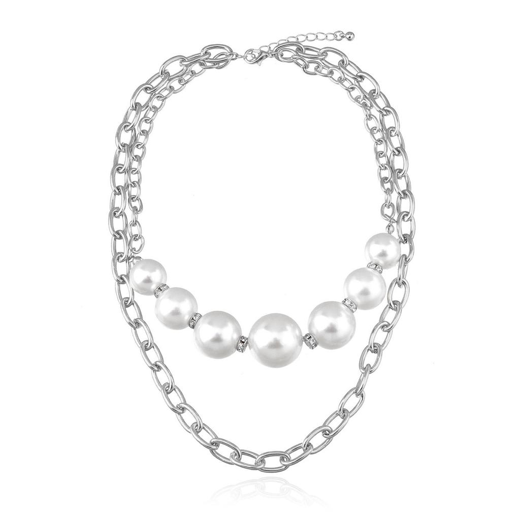 Женское многослойное ожерелье с крупным жемчугом и бриллиантами, персонализированное ретро-преувеличенное панк-ожерелье-цепь