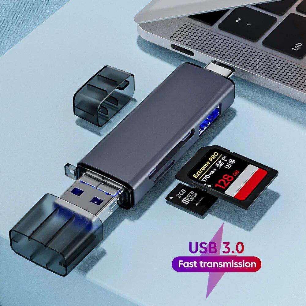 6 In 1 Multifunction Card Reader Usb 3.0 2.0 U Disk Type C/Micro /Tf/Sd Flash Drive Memory Card Reading Adapter Phone Accessorie