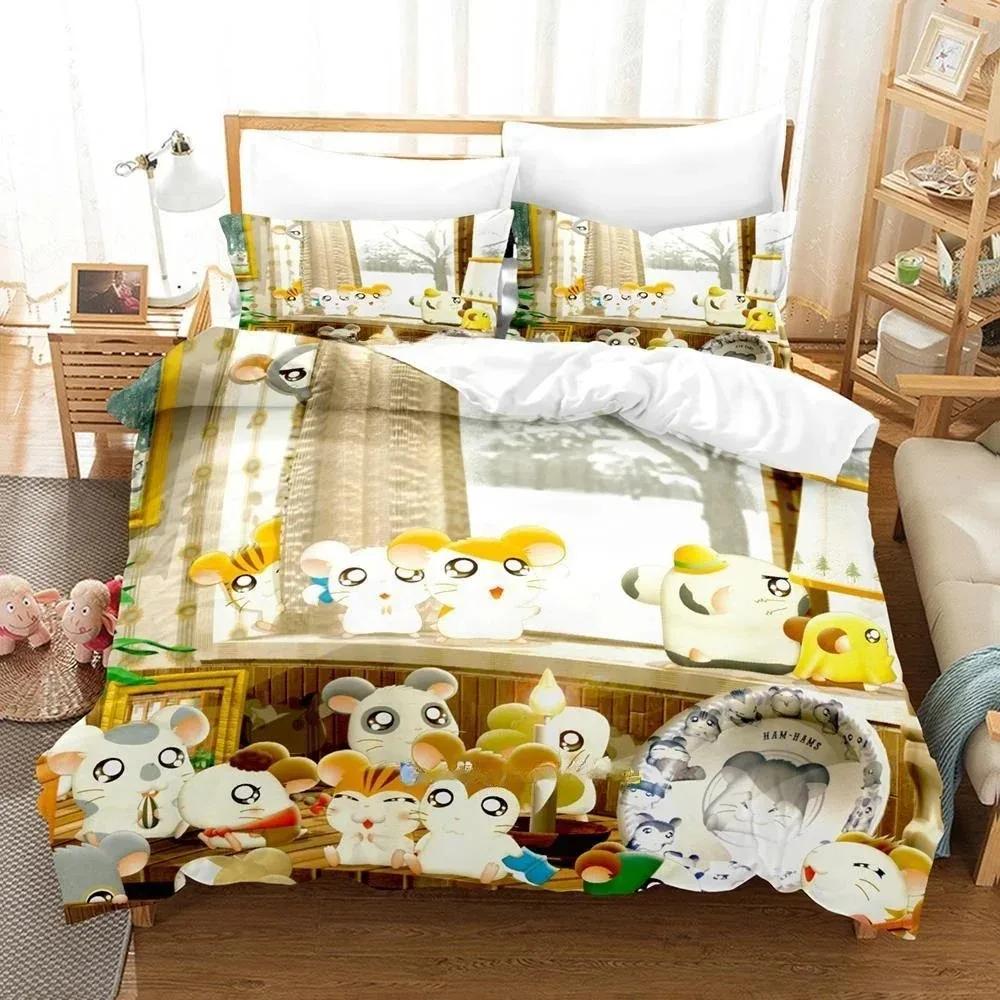 3D Печатный Мультяшный Животный Hamtaro Комплект Постельного Белья Односпальный Полуторный Полный Queen King Размер Комплект Постельного Белья Взрослый Детский Спальня Пододеяльник Комплекты