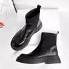 Women Leather Ankle Boots Elegant Flats Shoes Woman 2025 Trend Fashion Winter Warm Dress Snow Cozy Motorcycle Boots Mujer Botas