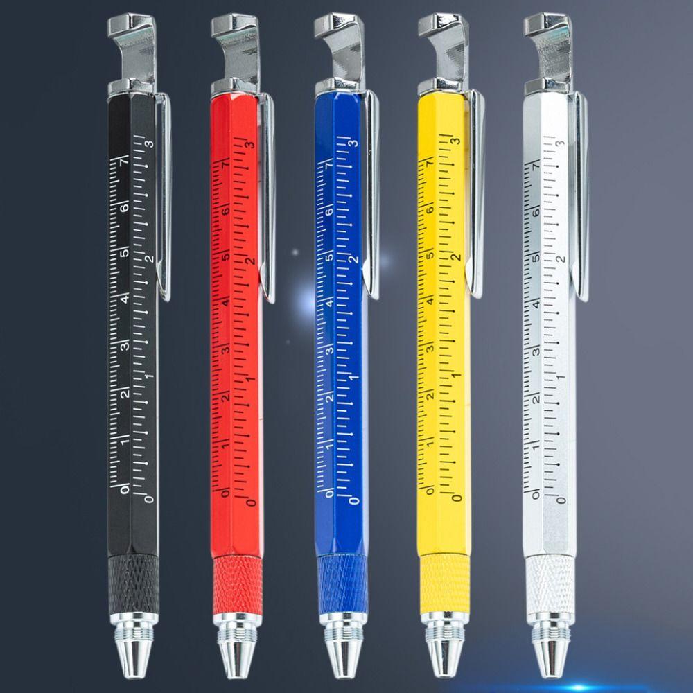 7 in 1 Multi-function Tool Pen Portable Measure Technical Ruler Ballpoint Pen Tighten The Screw