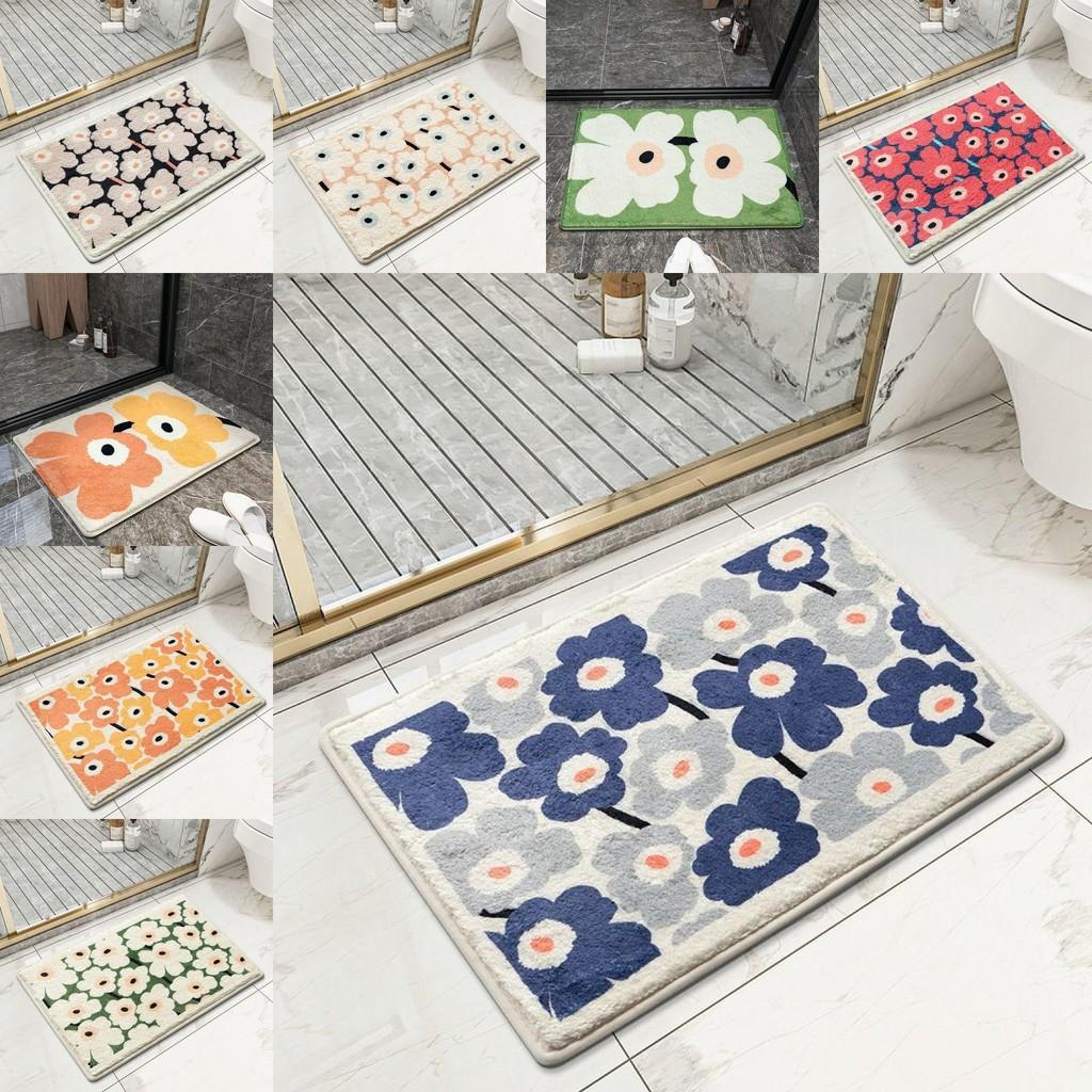 Modern Minimalist Entryway Mat With Cartoon Flower Print Design For Indoor Home Use