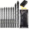3/16”-1/2 Concrete Drill Bit Set 10PC, Masonry Drill Bits for Brick, Glass, Plastic and Wood, Tungsten Carbide Tip Work