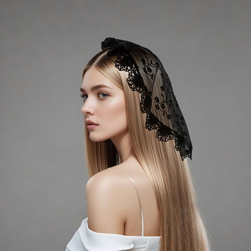 Trendy Wedding Round Hairscarf Ethnic Church Hair Veil Fashion Evening Party Headwear For Female