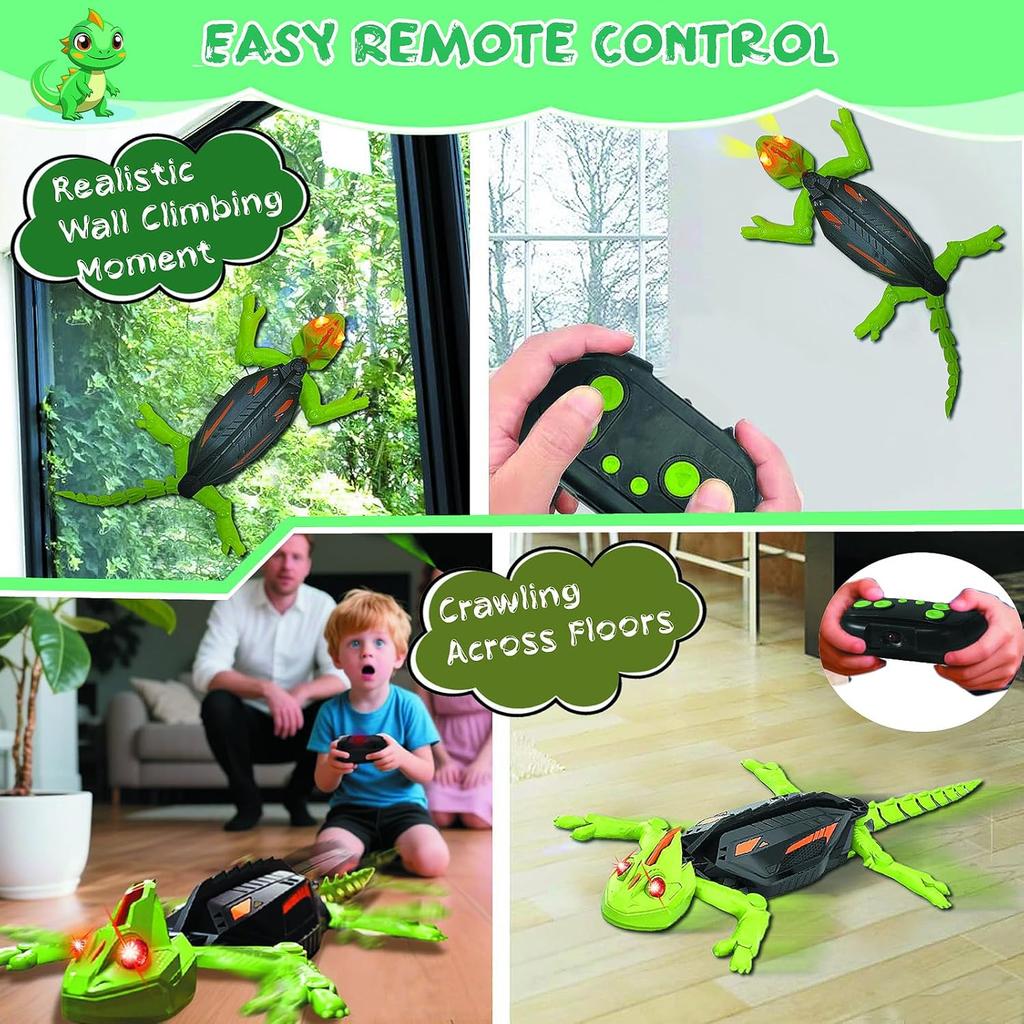 Wall Crawler Gecko RC Toy for Age 8-13 - Realistic Remote Control Lizard Wall Climbing Toy, Birthday Gifts for Boys Age 4-8, Fun and Novelty Toys