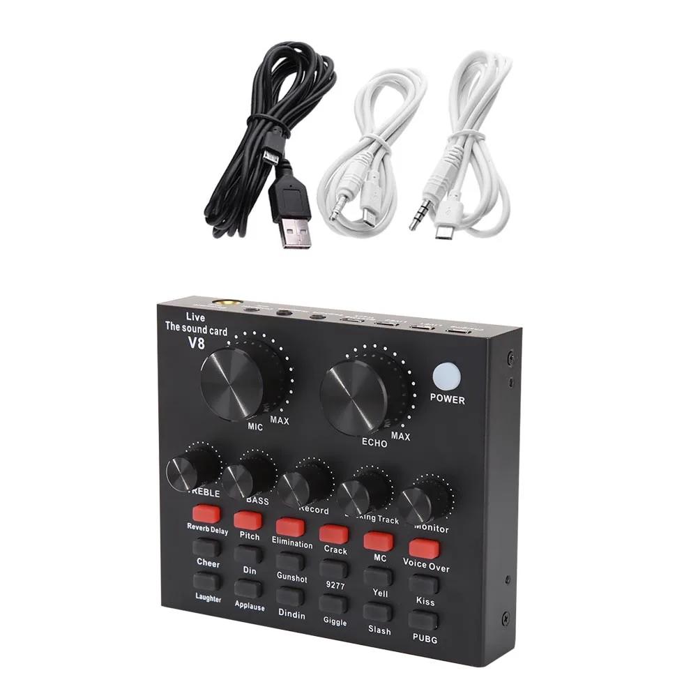 F998 Bluetooth Sound Card Console Studio Sound Card Kit with USB Microphone Computer Live Voice Mixer Sound Card DJ Equipment