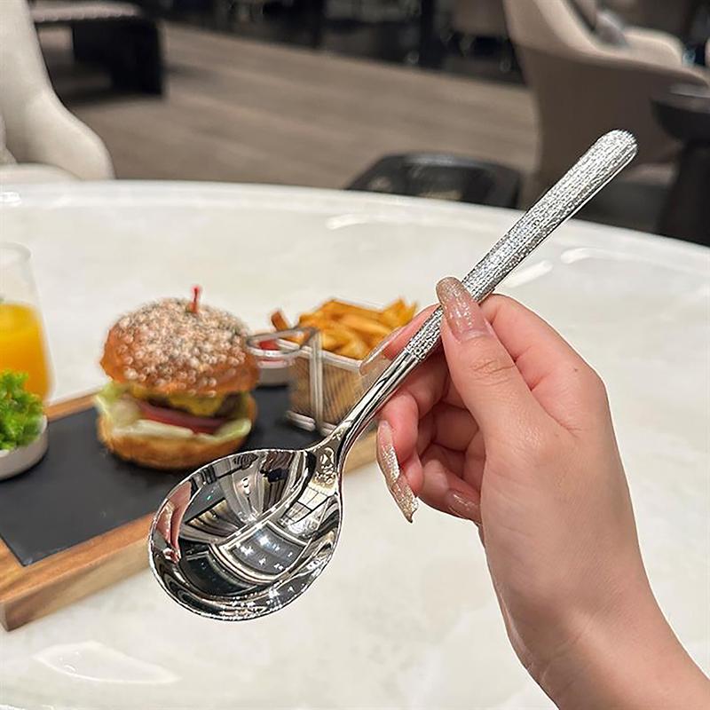 1Pcs Korean Stainless Steel Thickening Spoon Creative Long Handle Hotel Hot Pot Spoon Soup Ladle Home Kitchen Essential Tools