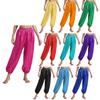 Women Belly Dance Pants Loose Fit Elastic Waistband Satin Bloomers Stage Performance Trousers